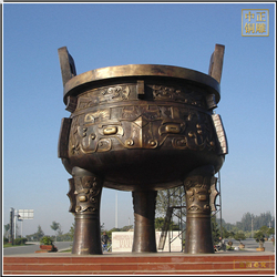 室外(wài)黃銅三足圓鼎擺件