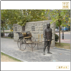 公園拉車(chē)人物(wù)雕塑鑄造