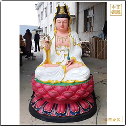 白(bái)色坐蓮花純銅觀音佛像