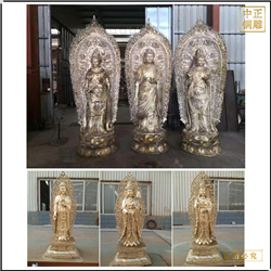 一(yī)米二高鑄銅西方三聖佛像廠家