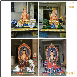 彩繪文殊普賢銅佛像廠家加工(gōng)