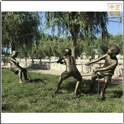 校園小(xiǎo)孩拔河人物(wù)銅雕塑