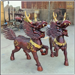 彩繪火(huǒ)麒麟雕塑